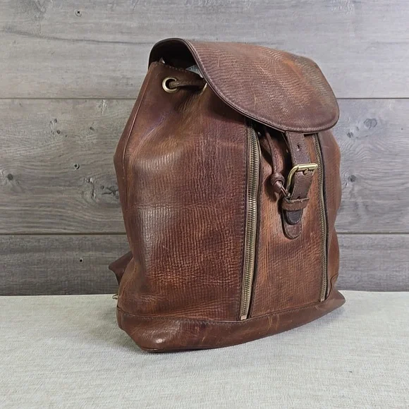 Bogner Brown Leather Backpack Travel Bag Handbag Tote - Picture 2 of 14